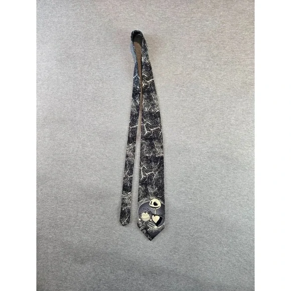 Vintage The Nightmare Before‎ Christmas Tie Mens Black/Gray Disneyland Silk 90's
